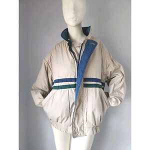 Men's Member's Only Reversible Beige Blue Vtg Retro Winter Jacket Sz Medium READ